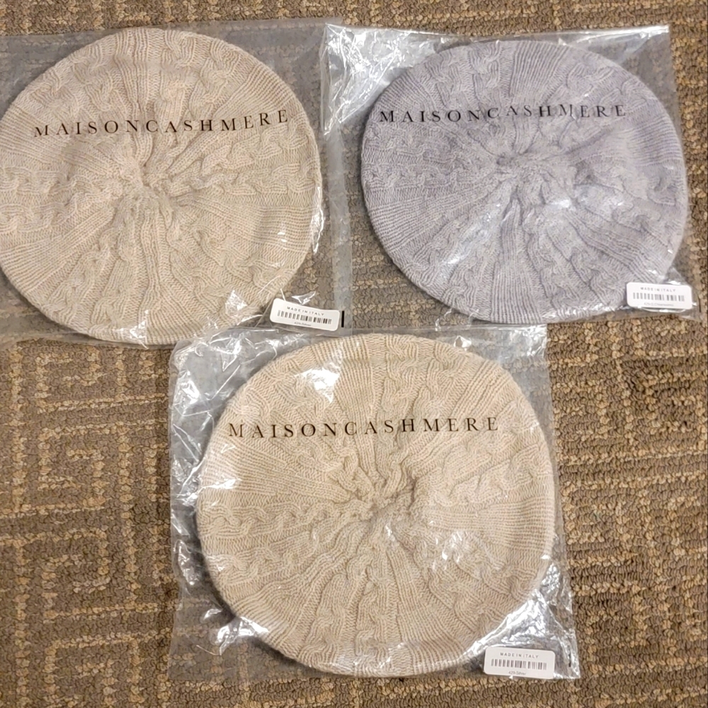 Maison Pure Cashmere Cable Knit Beret